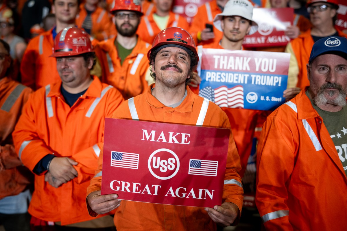 Crowds gathered to listen to President Donald Trump deliver remarks on a partnership deal with U.S. Steel and Nippon Steel at the U.S. Steel Corporation-Irvin Works in West Mifflin, Pennsylvania, Friday, May 30, 2025.(Official White House Photo by Daniel Torok)